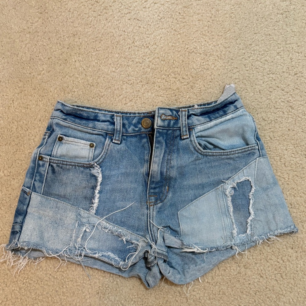 Zara Denim Patch Shorts